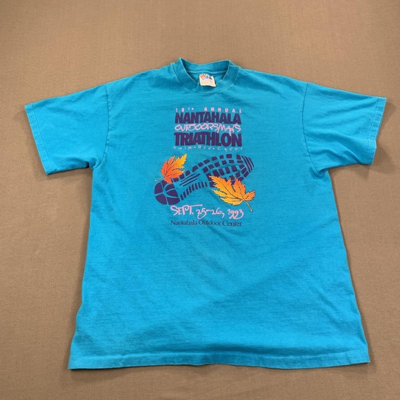 Hanes Other - Vintage 1993 Nantahala Outdoorsman Triathlon Shirt Mens LG USA 90s Single Stitch